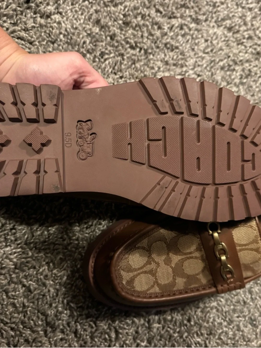 COACH Men’s Brown Signature Canvas & Leather Loafers 9.5 - Picture 3 of 5